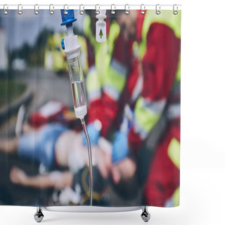 Personality  Cardiopulmonary Resuscitation. Rescue Team (doctor And A Paramedic) Resuscitating The Man On The Road. Shower Curtains