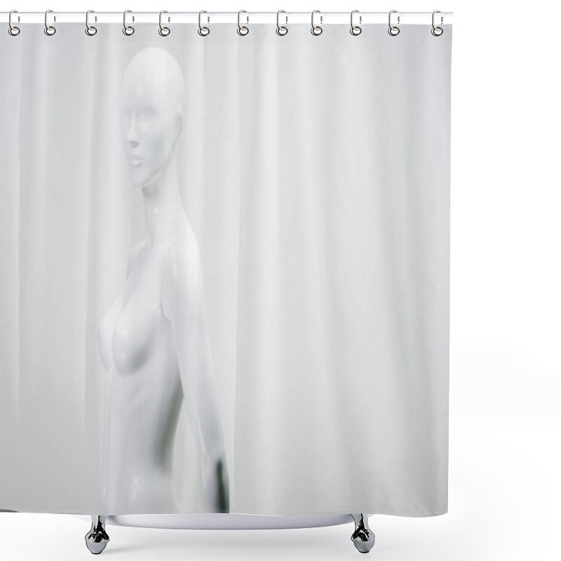 Personality  White Female Mannequin Isolated On White Shower Curtains