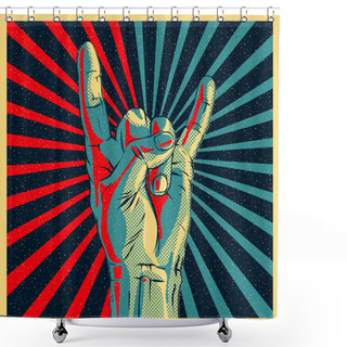 Personality  Hand In Rock N Roll Sign Shower Curtains