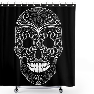 Personality  Day Of The Dead Black And White Skull Shower Curtains