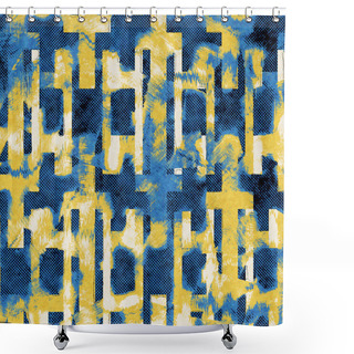 Personality  Seamless Abstract Vibrant Blue And Yellow Pattern For Print Shower Curtains