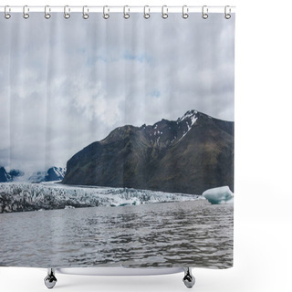 Personality  Landscape With Glacier Skaftafellsjkull And Snowy Mountains Against Cloudy Sky In Skaftafell National Park In Iceland  Shower Curtains