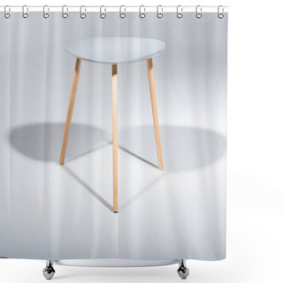 Personality  Stool With White Top And Wooden Legs Shower Curtains