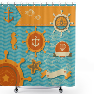 Personality  Vector Set - Sea Fauna, Marine Things Shower Curtains