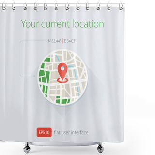 Personality  Flat Location Illustration. Your Current Location Icon Shower Curtains