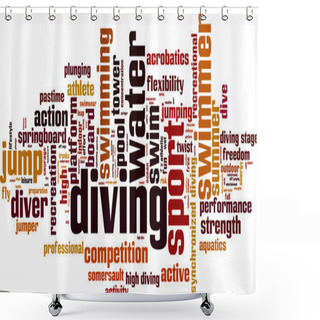 Personality  Diving Word Cloud Shower Curtains