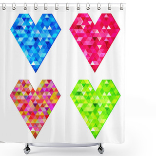 Personality  Vector Set Of Mosaic Hearts. Shower Curtains