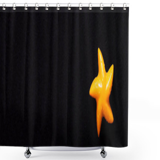 Personality  Top View Of Bright Yellow Plastic Starfish Isolated On Black, Banner Shower Curtains