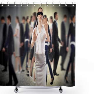 Personality  Young Blindfolded Woman Shower Curtains