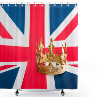 Personality  Golden Crown On British Flag With Copy Space Shower Curtains
