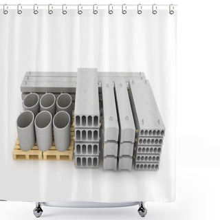Personality  Reinforced Concrete Items On White Background. 3D Illustration Shower Curtains