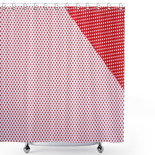 Personality  Top View Of Vivid Red And White Surface With Polka Dot Pattern For Background Shower Curtains