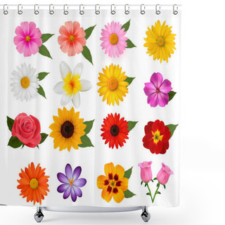 Personality  Big Set Of Beautiful Colorful Flowers. Vector Illustration Shower Curtains
