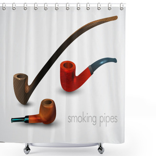Personality  Vector Set Of Smoking Pipes. Shower Curtains