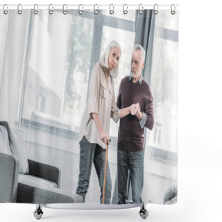 Personality  Senior Couple At Home Shower Curtains