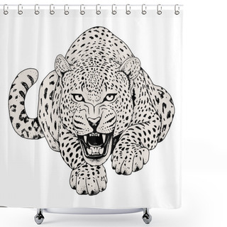 Personality  Leopard Face Tattoo ,Vector Illustration, Print Shower Curtains