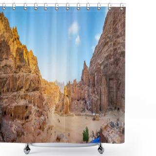 Personality  People Are Walking Towards Ancient Theatre In Petra, Jordan Shower Curtains