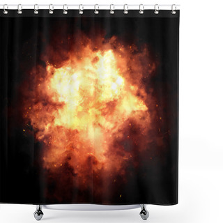 Personality  Fiery Explosion Over A Black Background. Shower Curtains