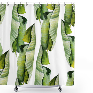 Personality  Beautiful Bright Watercolor Pattern With Tropical Leaves. Shower Curtains