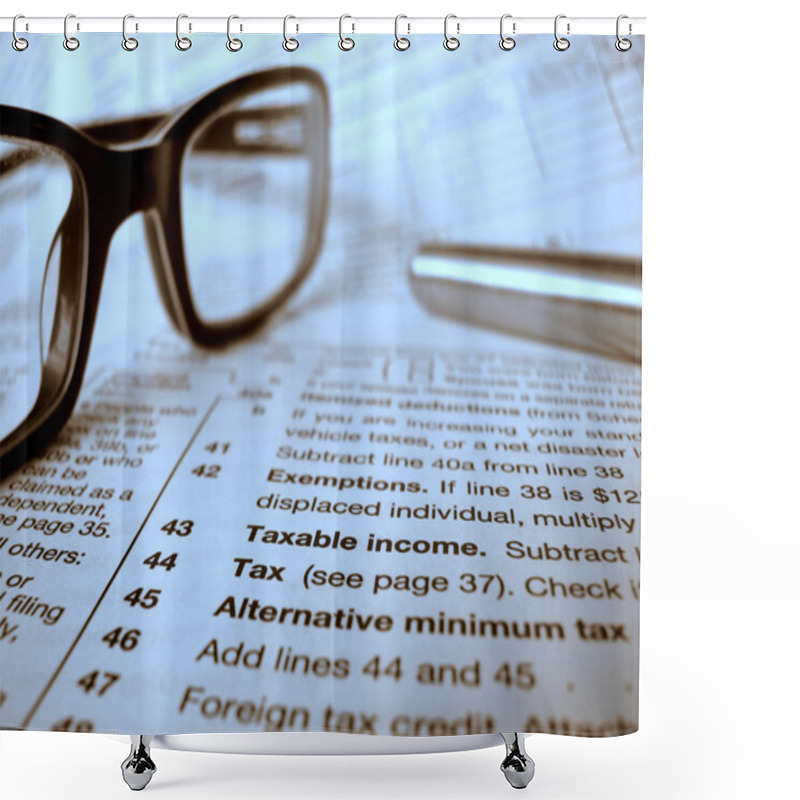 Personality  A Financial Image Of A Tax Form Shower Curtains