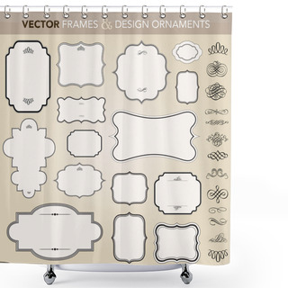 Personality  Vector Ornate Frame And Ornament Set Shower Curtains