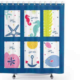 Personality  Cute Postcards With Sea Theme Shower Curtains