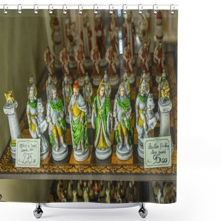 Personality  Venice, Italy - 30 June 2018: Artifacts On Display In A Shop In Venice, Italy Shower Curtains