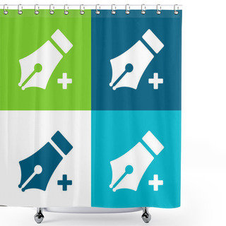 Personality  Add With Pen Tool Flat Four Color Minimal Icon Set Shower Curtains