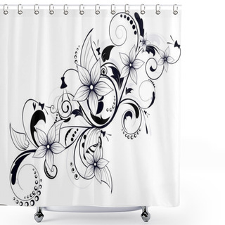 Personality  Floral Design Element With Swirls For Spring Shower Curtains