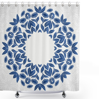 Personality  Traditional Blue Round Sunflowers Pattern Frame Shower Curtains