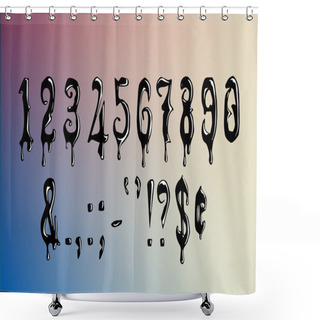 Personality  Wax Black Numbers 0-9 And Punctuation Marks Shower Curtains