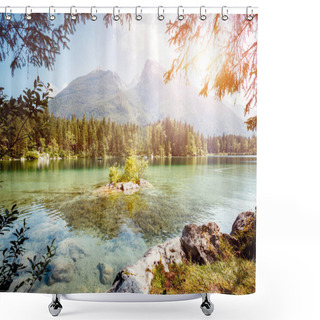 Personality  Famous Tourist Attraction Of Calm Lake Hintersee. Picturesque Scene. Location Resort Ramsau, National Park Berchtesgadener Land, Upper Bavaria, Germany Alps, Europe. Explore The World's Beauty. Shower Curtains