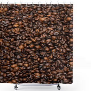 Personality  Top View Of Fresh And Brown Coffee Beans Shower Curtains
