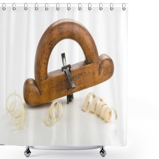 Personality  Old Router Plane With Shavings Shower Curtains