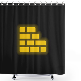 Personality  Brickwall Yellow Glowing Neon Icon Shower Curtains