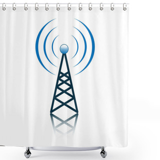 Personality  Blue Antenna Mast Sign Shower Curtains