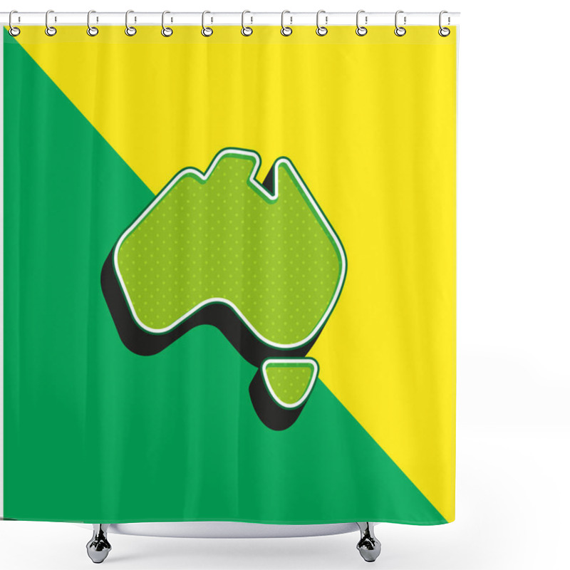 Personality  Australia Green and yellow modern 3d vector icon logo shower curtains