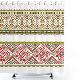 Personality  Set Of Ethnic Ornament Pattern In Different Colors Shower Curtains