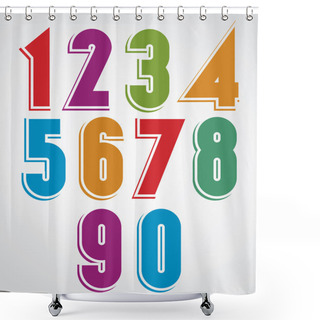 Personality  Colorful Comic Animated Numbers With White Outline.  Shower Curtains
