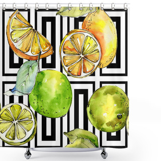 Personality  Exoticlemon Citruses In A Watercolor Style Pattern. Shower Curtains