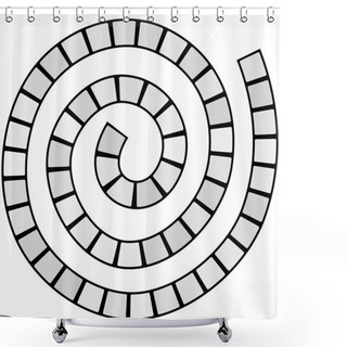 Personality  Abstract Futuristic Spiral Maze, Pattern Template For Children's Games, Grey Squares Black Contour Isolated On White Background. Vector Illustration Shower Curtains