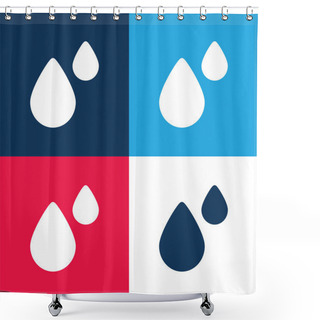 Personality  Blood Drop Blue And Red Four Color Minimal Icon Set Shower Curtains