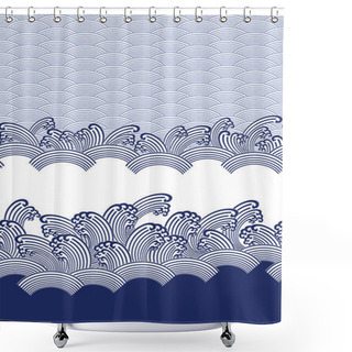 Personality  Ornament Design Of The Wave Japanese Style In Seamlessness,It Is Japanese Classic Pattern, Shower Curtains