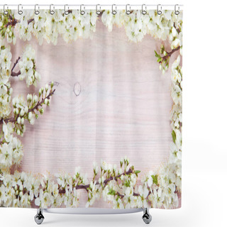 Personality  Spring Background With Branches Of A Blossoming Apricot Tree. Shower Curtains