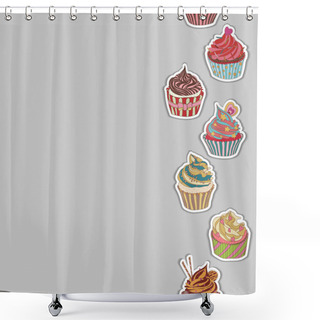 Personality  Cupcakes Pattern Border Shower Curtains