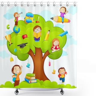 Personality  Kids Studying On Tree Shower Curtains