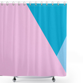 Personality  Paper Pink, Blue, Pastel Empty Background, Geometrically Located. Color Blank For Presentations, Copy Space. Shower Curtains