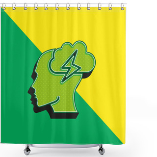 Personality  Brainstorm Green And Yellow Modern 3d Vector Icon Logo Shower Curtains