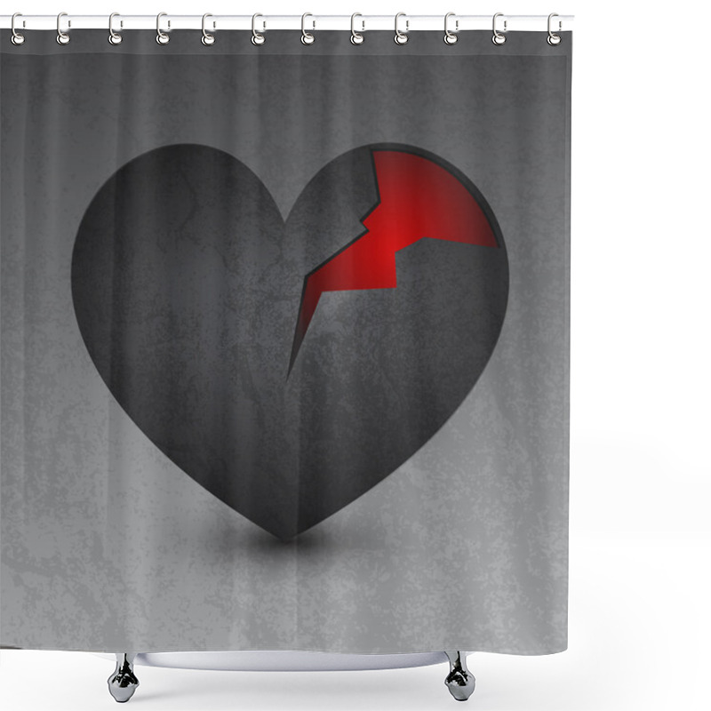 Personality  Vector Illustration Of A Black Broken Heart Shower Curtains