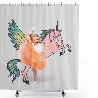 Personality  Girl With Hand Drawn Colorful Unicorn Shower Curtains